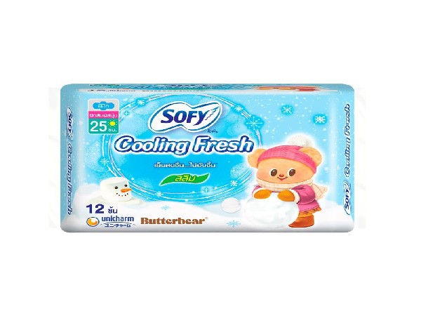 ผ้าอนามัยโซฟี คลูลิ่ง เพรช มีปีก 25 ซม. 12 ชิ้น